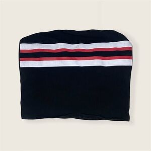 Black Tube Top with Red and White Stripes